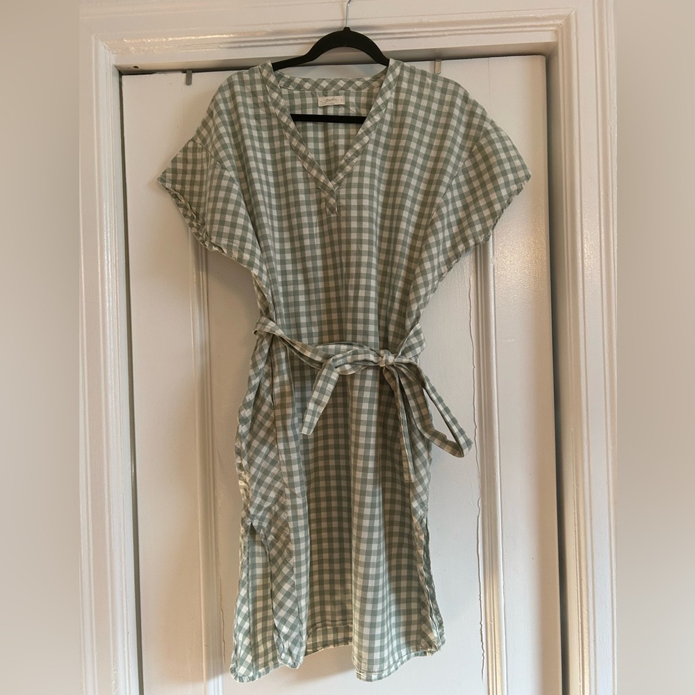 Pehr Women's tie Caftan, Gingham Sage